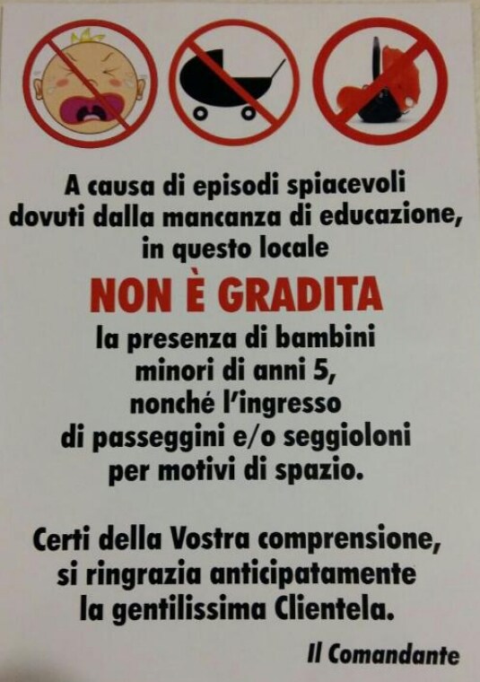 Il ristorante che vieta l'ingresso ai bambini