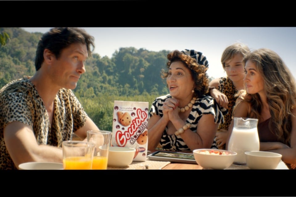 Gocciole pubblicità con famiglia