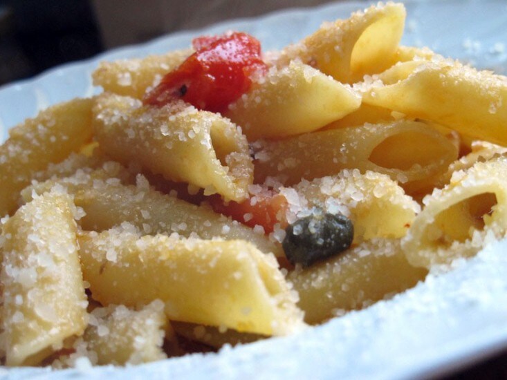 Penne Lisce Felicetti Monograno "Matt", piennolo, alici, capperi.