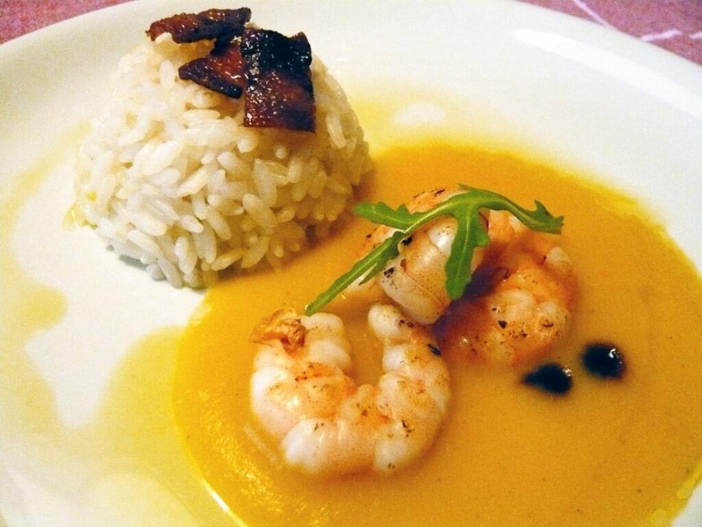 Ricetta Riso con Gamberi e Crema di Patate Al Curry Dolce Cucchiaio d'Argento
