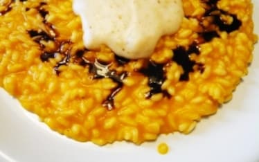Risotto Alla Zucca con Crema di Parmigiano e Aceto Balsamico