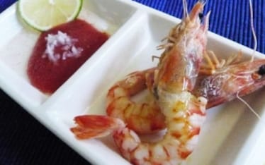 Mazzancolle al Vapore con Gazpacho e Maionese al Lime