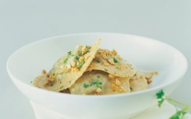 Ravioli integrali con piselli