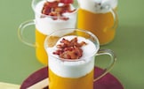 Cappuccino di patata dolce alle carote e bacon