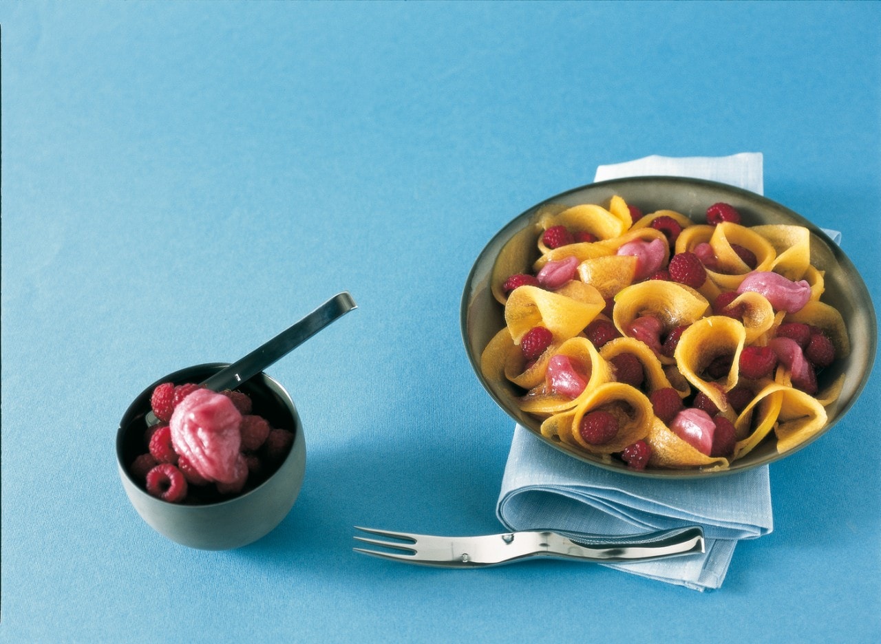 Carpaccio di melone ai lamponi e al sapore di vino ricetta