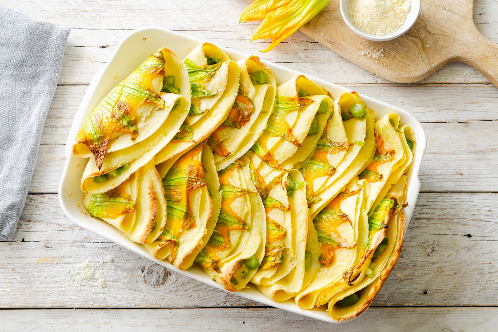 Crêpes agli asparagi e fiori di zucca ricetta