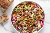 Insalata di fagiolini, radicchio, indivia e tacchino arrosto
