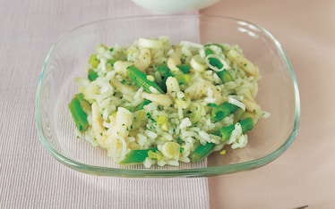 Insalata di riso, fagiolini e gamberetti