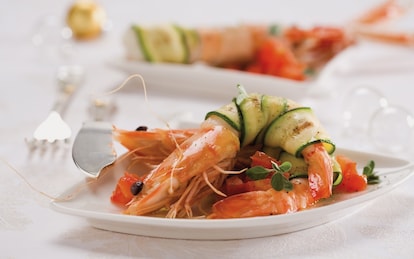 Involtini di zucchine con scampi e gamberi