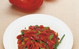 Julienne di peperoni al forno con basilico ed erba cipollina