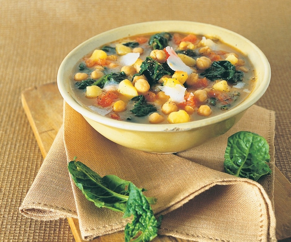 Minestra di ceci, patate e spinaci ricetta