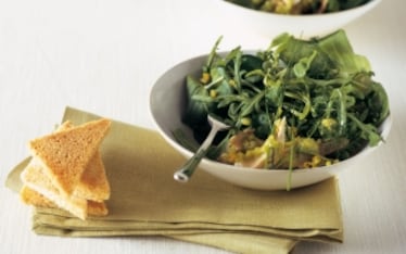 Misticanza con gallina alle olive e buccia d’arancia