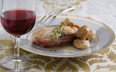 Pescatrice con prosciutto e fichi