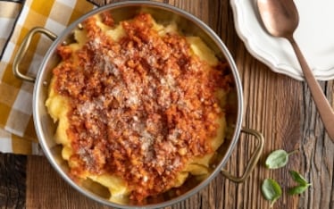 Polenta pasticciata con sugo finto