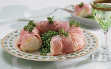 Timballo di riso con prosciutto e piselli
