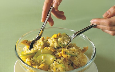 Riso al pollo e mela verde