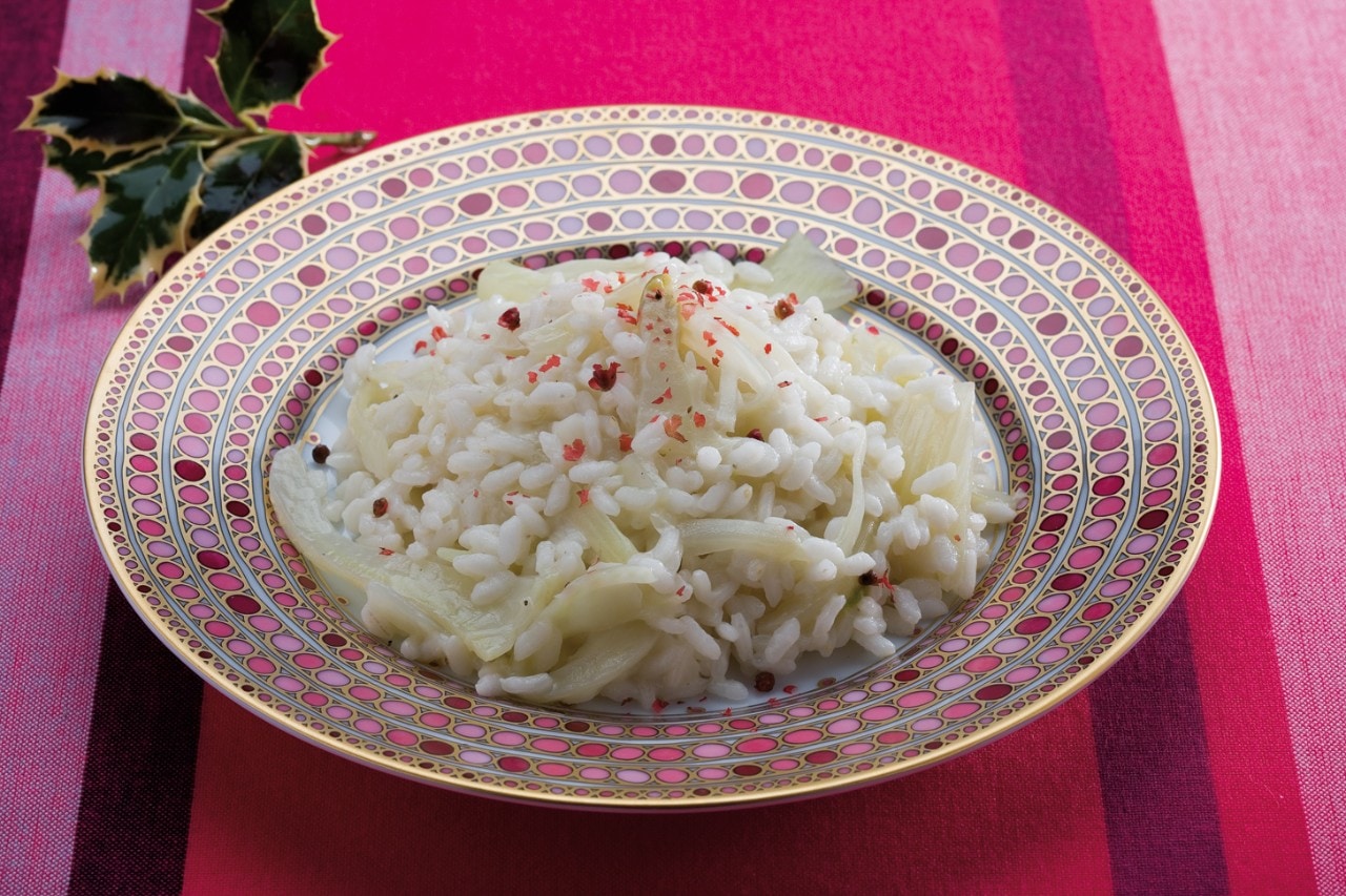 Risotto ai finocchi e pepe rosa ricetta