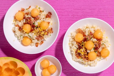 Risotto freddo al melone e speck