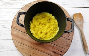 Preparazione Tortino di risotto giallo gratinato alla mozzarella - Fase 1