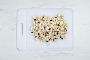 Preparazione Risotto alla provola e melanzane - Fase 1