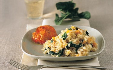 Risotto con spinaci e pomodori