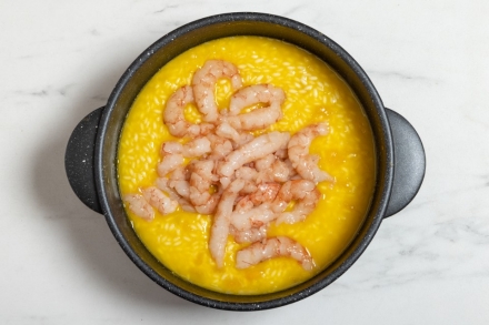 Preparazione Risotto con zucca e gamberoni - Fase 4 Preparazione Risotto con zucca e gamberoni - Fase 4