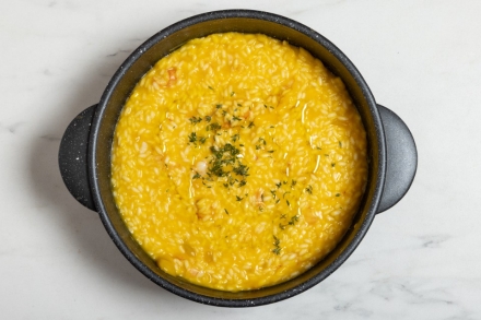 Preparazione Risotto con zucca e gamberoni - Fase 4 Preparazione Risotto con zucca e gamberoni - Fase 4