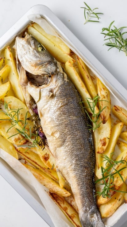 Spigola al forno con patate