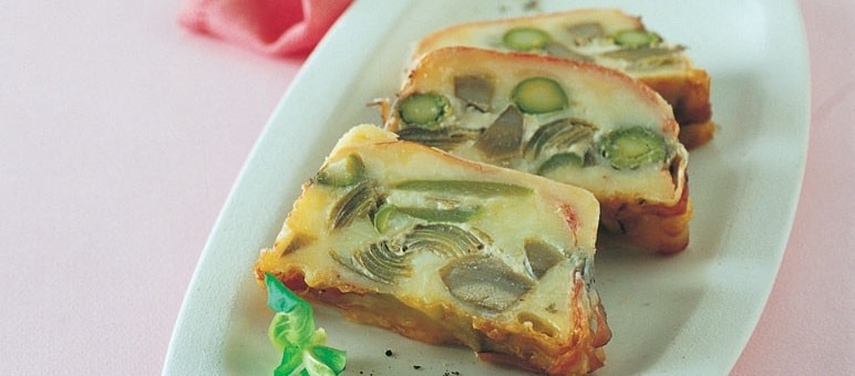 Terrina di asparagi, carciofi e fontina dolce ricetta