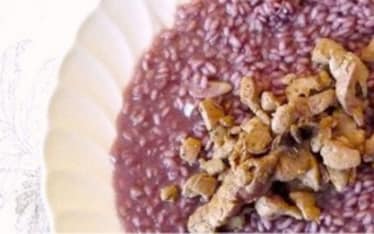 Risotto al lambrusco con fegato di coniglio