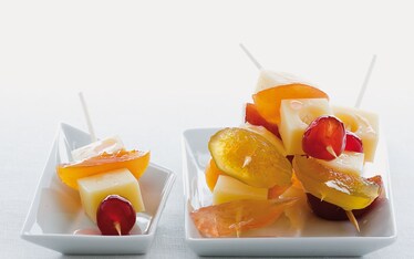 Spiedini di groviera e mostarda di frutta