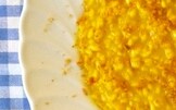Risotto allo zafferano con cristalli di ciccioli