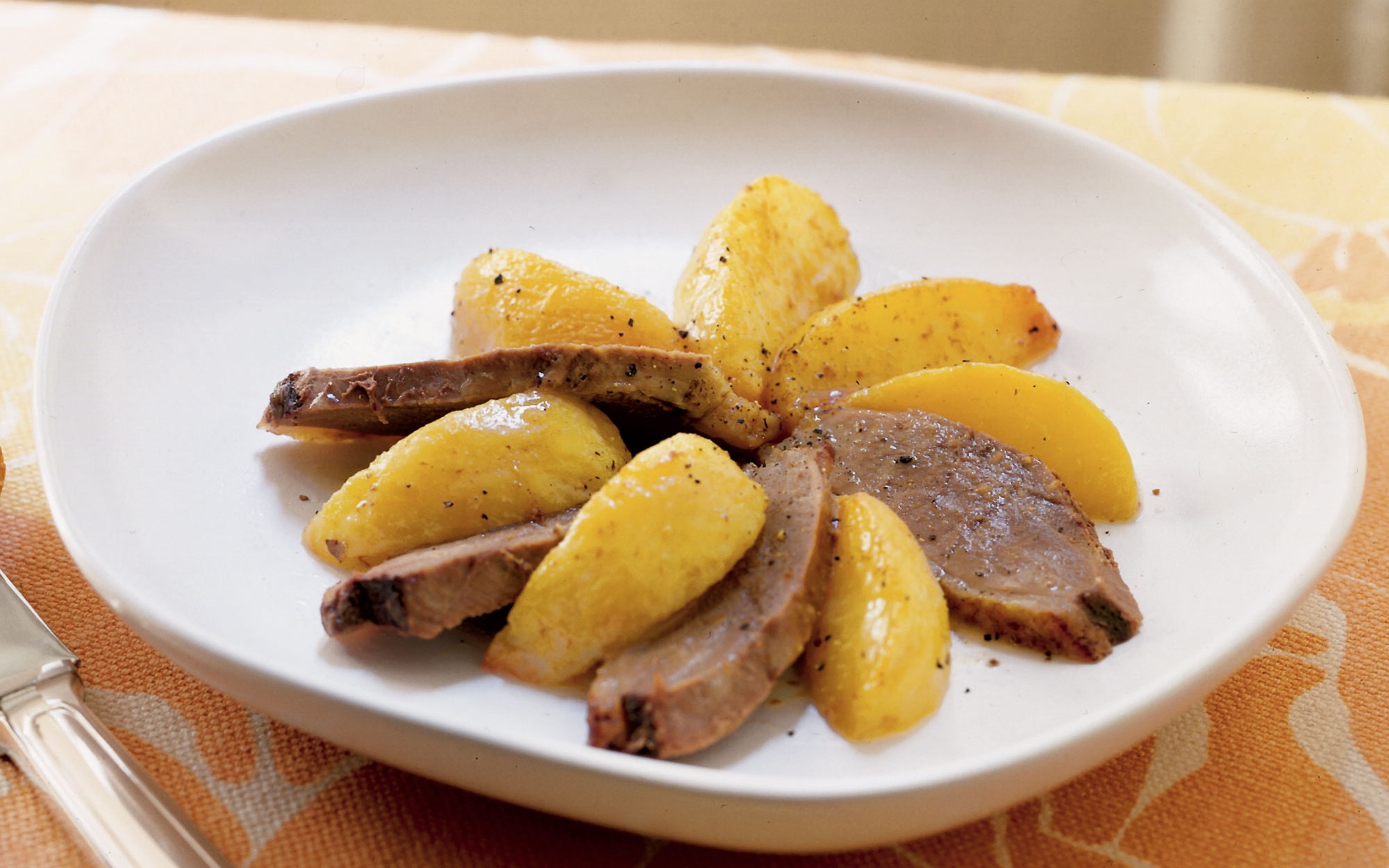 Filetti d’anatra alle pesche Filetti d’anatra alle pesche