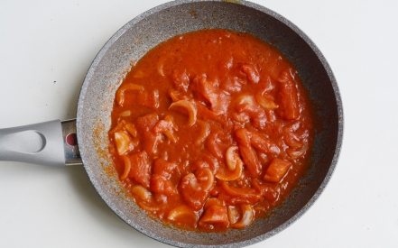 Preparazione Fusilli con caponata di melanzane - Fase 2 Preparazione Fusilli con caponata di melanzane - Fase 2