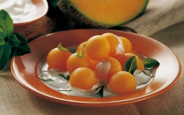 Palline di melone allo yogurt profumato alla menta