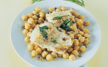 Baccalà marinato alla brace con i ceci