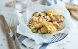 Cartoccio di tagliolini alla pescatrice e verdure