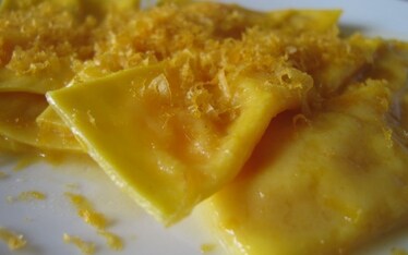 Pappardelle ripiene di zucca con bottarga vergine di Cabras