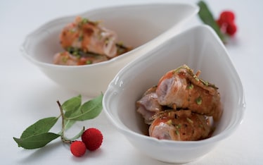 Involtini di lonza pancetta e pistacchi
