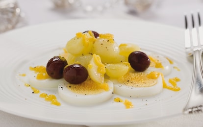 Patate e olive nere alla crema di limone