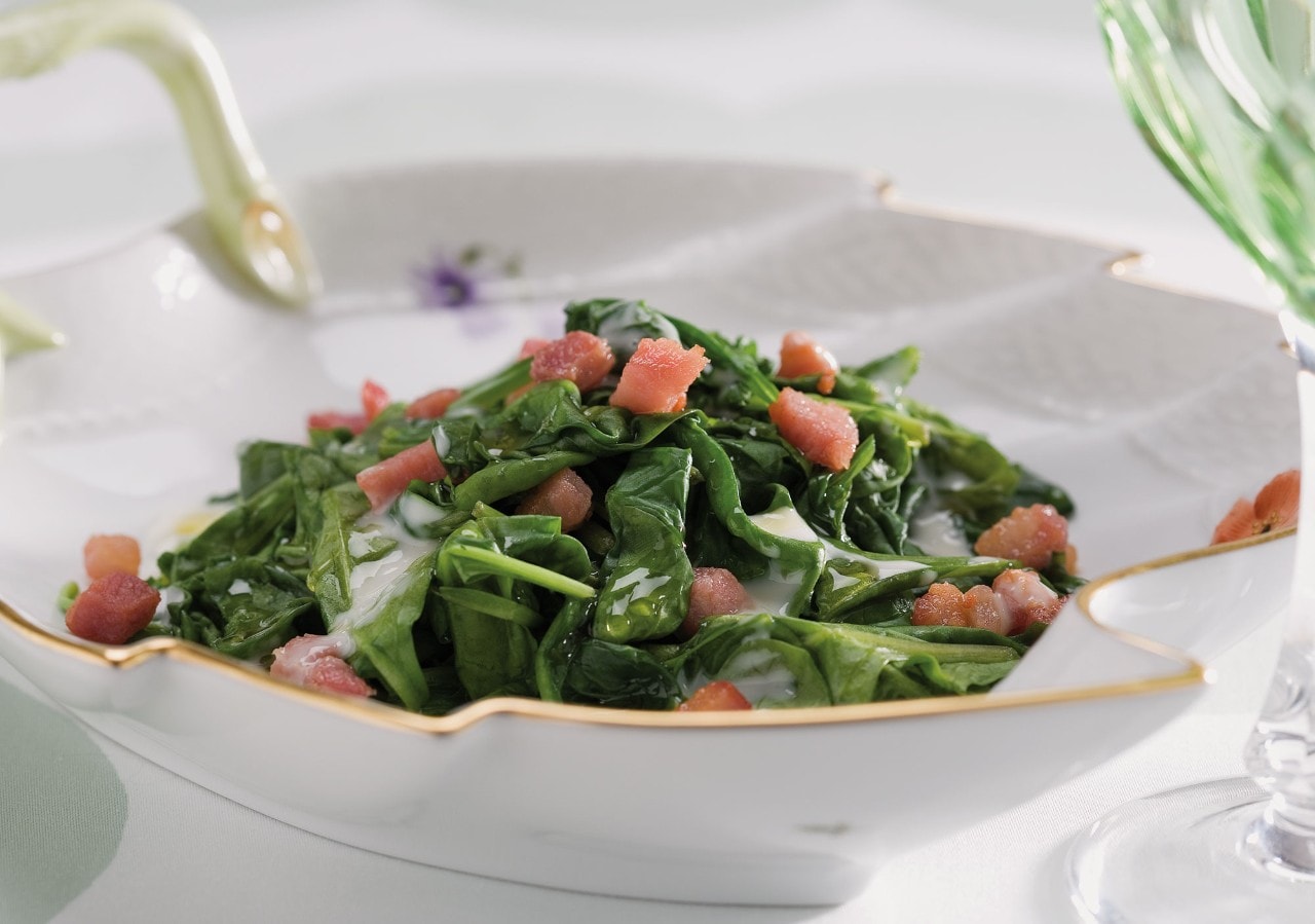 Spinaci in tegame con pancetta ricetta