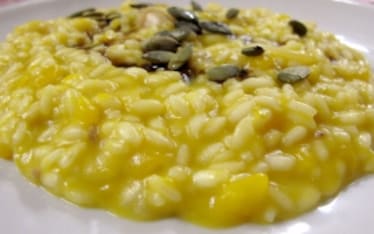 Risotto con polpa e semi di zucca