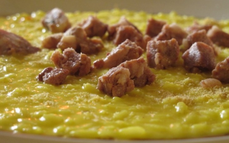 Riso giallo e mortadella d'oca Riso giallo e mortadella d'oca