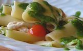 Paccheri dei Campi con ragù di gallinella e pesto leggero
