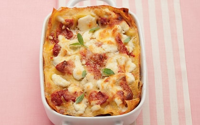 Lasagne con melanzane, ricotta e basilico