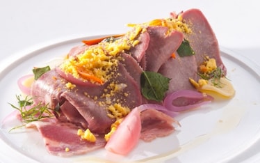 Pastrami di lingua, ciauscolo, mostarda