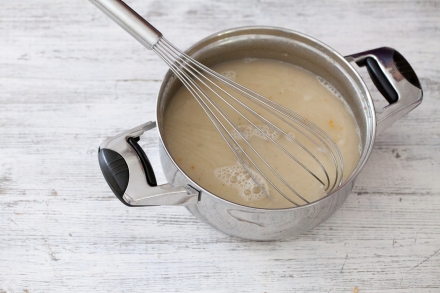 Preparazione Flan di piselli - Fase 3 Preparazione Flan di piselli - Fase 3