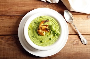 Preparazione Crema di piselli con gamberi al curry - Fase 4