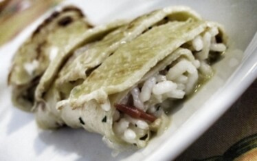 Crepe e risotto ai peperoni