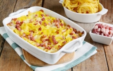 Sformato di tagliatelle con pancetta e formaggio